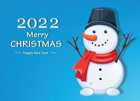 Merry Christmas greeting card with snowman vector