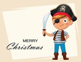 Cheerful boy in pirate costume vector