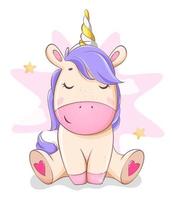 lindo unicornio. personaje de dibujos animados de unicornio mágico vector