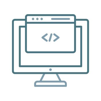 línea de código de sitio web icono de dos colores vector