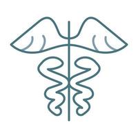 caduceo, línea, dos colores, icono vector