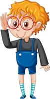 Nerdy boy cartoon character on white background vector