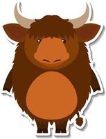 Chubby yak animal cartoon sticker vector