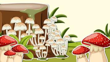 Thumbnail design with mushroom and fungi vector