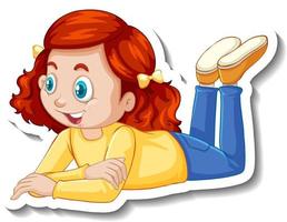 A girl laying on the floor cartoon character vector