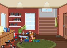 Living room background with children toys vector