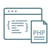 línea de codificación php icono de dos colores vector