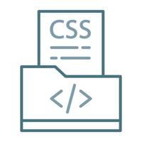 icono de dos colores de línea de archivo css vector