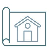 House Blueprint Line Two Color Icon vector