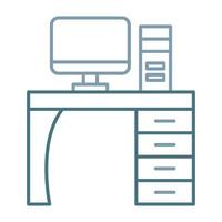 Computer Table Line Two Color Icon vector