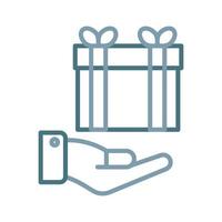 Gift in Hand Line Two Color Icon vector