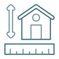 línea de medición de la casa icono de dos colores vector