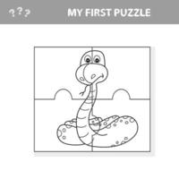 Educational Jigsaw Puzzle Activity for Children with Snake Animal Character vector