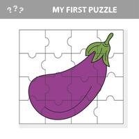 Logic puzzle for kids. Education developing worksheet with eggplant vector