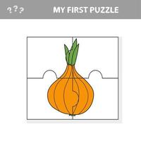 Easy educational paper game for kids. Simple kid application with Onion vector