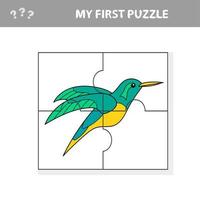 Easy educational paper game for kids. Simple kid application with Hummingbird vector