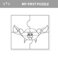 Puzzle kids activity. Animals theme. Funny Crab. Activity for preschool kids vector