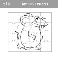 Education paper game for children, Mouse, Rat. My first puzzle vector