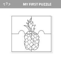 Jigsaw puzzle. Parts of Pineapple. Educational children game, worksheet vector