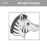 Cartoon Education Puzzle Game for Preschool Children with Funny Zebra vector