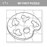 Jigsaw puzzle, education game for children, Art palette vector