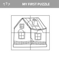 Education paper game for children, House. My first puzzle - game for kids vector