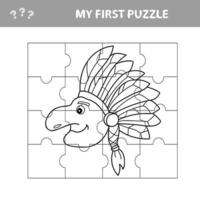 Native Indian man with feather headdress. My first page. Jigsaw puzzle vector