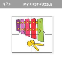Education paper game for preshool children. Vector Cartoon xylophone.
