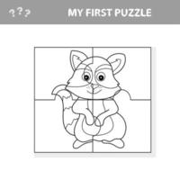 Jigsaw Puzzle Task for Preschool Children with Raccoon Animal Character vector