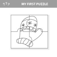 Puzzle for children. Mitten in cartoon style. My first puzzle. vector