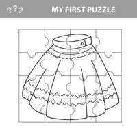 My first puzzle with cartoon skirt. Easy game for kids. Educational worksheet. vector