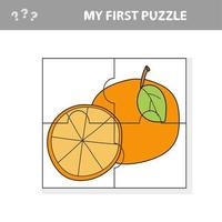 juego para niños. aplicación sencilla para niños con fruta dulce de naranja. mi primer rompecabezas vector