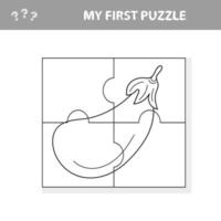 Logic puzzle for kids. Education developing worksheet with eggplant vector