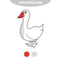 Black and White Cartoon Vector Illustration of Funny Goose Farm Bird Animal