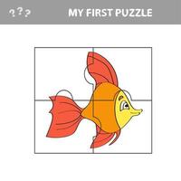 Pescado en estilo de dibujos animados, juego educativo para el desarrollo de los niños. vector
