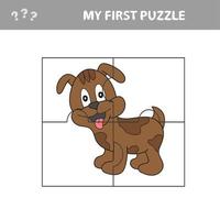 Cartoon Educational Jigsaw Puzzle Game for Children with Funny Dog Character vector