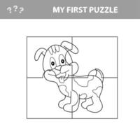 Cartoon Educational Jigsaw Puzzle Game for Children with Funny Dog Character vector