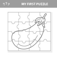 Logic puzzle for kids. Education developing worksheet with eggplant vector