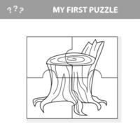 Jigsaw puzzle with stump. Easy puzzle game for kids vector