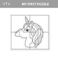 Puzzle game for kids. Education developing worksheet with Unicorn vector