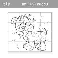 Cartoon Educational Jigsaw Puzzle Game for Children with Funny Dog Character vector