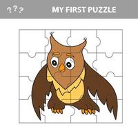 Easy educational paper game for kids. Simple kid application with Owl vector