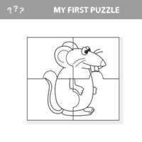 Education paper game for children, Mouse, Rat. My first puzzle vector