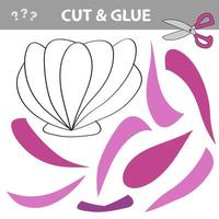 Cut and glue - Simple game for kids with seashell vector