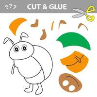Cut and glue - Simple game for kids with bug vector