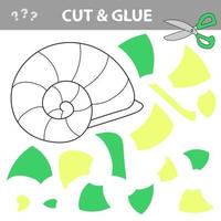 Cut and glue - Simple game for kids with seashell vector