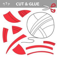 Cut and glue - Simple game for kids with yarn. Visual educational puzzle vector