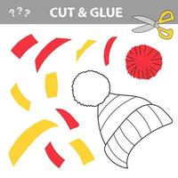 Cut and glue, Hat and glue them. Educational children game, worksheet vector