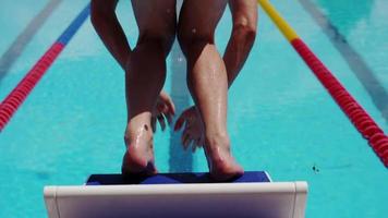 Swimmer Diving from a Block in Slow Motion video