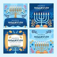 conjunto de tarjetas de felicitación de hanukkah vector